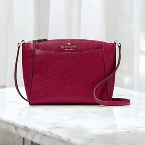 Kate Spade Monica Crossbody Pebbled Leather Purse Dark Raspberry WKR00258